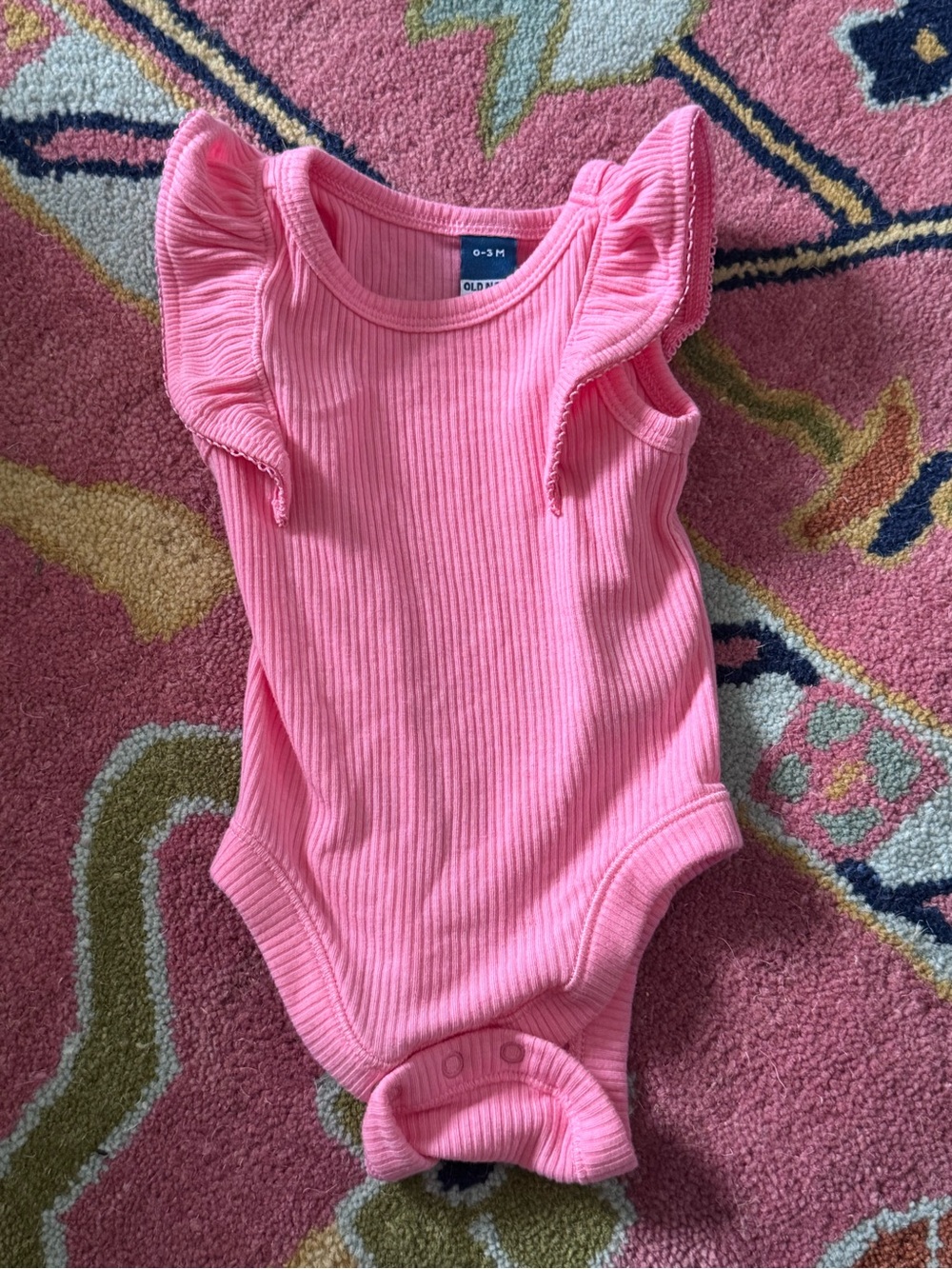 Old Navy Pink Ribbed Ruffle-Sleeve Baby Bodysuit